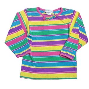VTG‎ Osh Kosh B'Gosh Colorful Striped Long Sleeve Embroided Shirt 2T